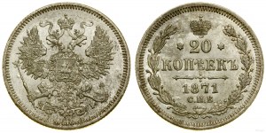Rusko, 20 kopejok, 1871 СПБ НI, Sankt Peterburg