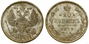 Rusko, 20 kopejok, 1872 СПБ HI, Petrohrad