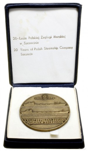 Polen, Medaille anlässlich des 20-jährigen Bestehens der polnischen Schifffahrt in Stettin, 1970, Warschau