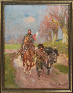 Wojciech Kossak (1856- 1942), Cossack and soldier on horseback 1920