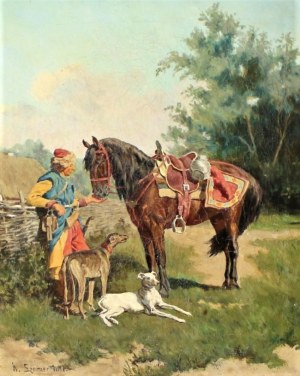 Wladyslaw Karol Szerner (1870-1936), Pandur with his horse and dogs