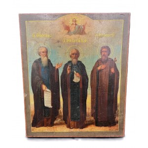 Artist unknown, Russian icon with image of three saints