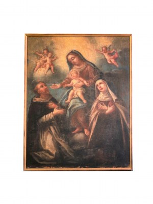 Painter of the 17th century, Our Lady of the Rosary with child and saints