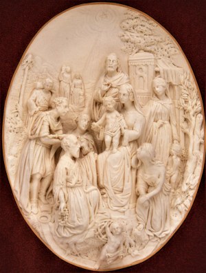Autor neznámy, reliéf Klaňanie troch kráľov z biskvitového porcelánu