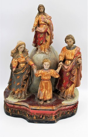 Author unknown, Holy Family wooden sculpture 1900year
