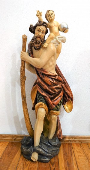 Autor unbekannt, Heiliger Christophorus mit Kind große Skulptur