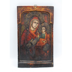 Autore sconosciuto, icona di Madonna con Bambino del XIX secolo, probabilmente della Polonia orientale,