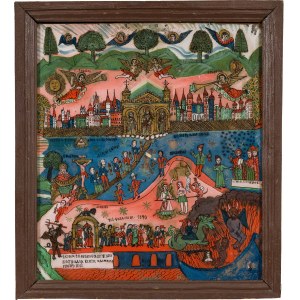 Painting behind glass icon