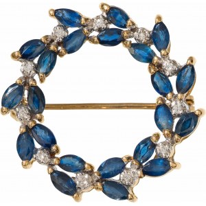 Sapphire brooch with diamonds