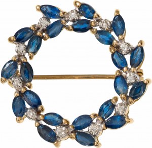 Sapphire brooch with diamonds