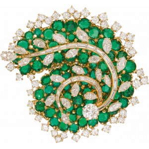 Cartier: Emerald brooch with diamonds