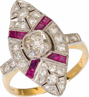 Diamond ring with rubies