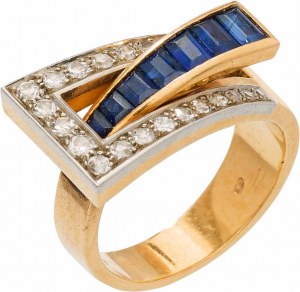 Diamond ring with sapphires