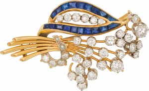 Diamond brooch with sapphires