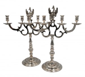 Artist unknown, Pair of candlesticks with Warsaw eagle