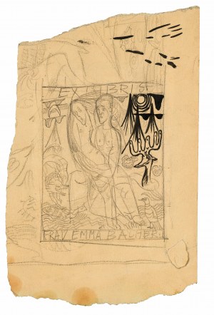 Oskar Kokoschka: Two ex libris sketches for Emma Bacher