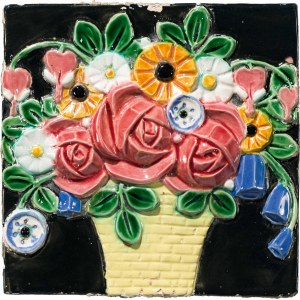 Michael Powolny: Tile Fliese mit Blumenkorb