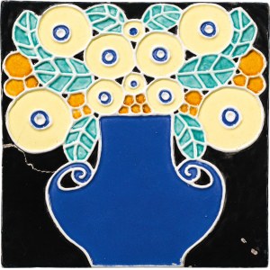 probably Bertold Löffler: Tile Fliese mit Blumenvase