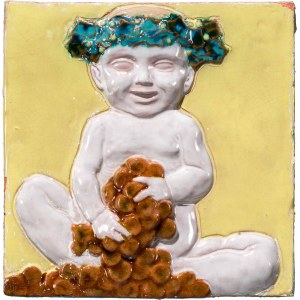 Bertold Löffler: Tile with putto