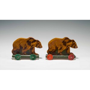 Norbertine Bresslern-Roth: Two toy bears on wheels