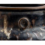 A PAIR OF SMALL GLAZED CERAMIC JARS WITH CERAMIC WEIQI COUNTERS