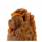 TWO STONE SEALS WITH DRAGON FINIAL