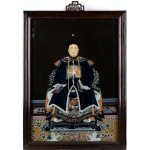 A PAIR OF COLORS ON GLASS PAINTINGS WITH FIGURES