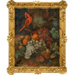 Philipp Ferdinand de Hamilton: Still life with fruit, insects and red cardinal