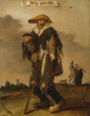Circle of Adriaen P. van de Venne : Beggar standing in a landscape (