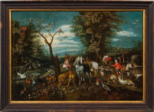 Circle of Jan Brueghel the Younger : Entering Noah's Ark