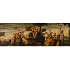 Follower of Andrea Schiavone : Apollo and the nine muses