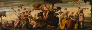 Follower of Andrea Schiavone : Apollo and the nine muses