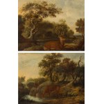 Circle of Johann Elias Ridinger : Deer in landscape (counterparts)