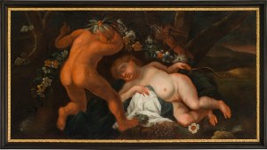 Scuola austriaca: Cupido dormiente (overdoor)