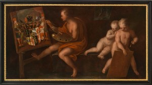 Austrian School: Allegory of Painting - Coat of Arms Painter with Putti (overdoor)