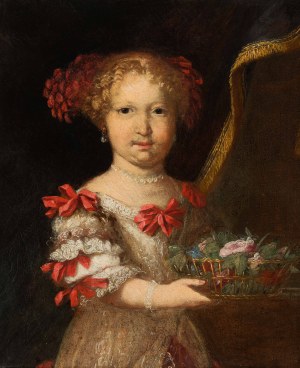 Dutch School: Girl with flower basket