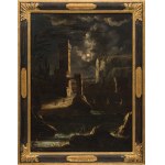 Austrian Master: River landscape with castles in the moonlight