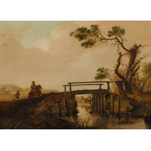 Pieter Wouwerman: Landscape with rider and bridge
