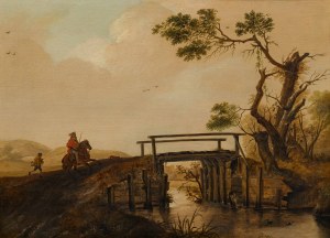 Pieter Wouwerman: Landscape with rider and bridge