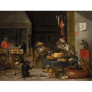 Circle of David Teniers the Younger : The Monkeys’ Banquet