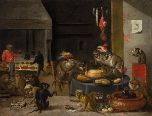 Circle of David Teniers the Younger : The Monkeys’ Banquet