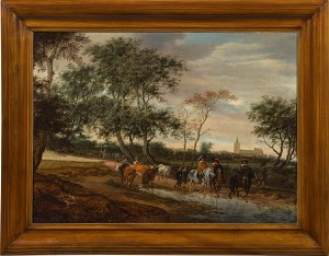 Salomon van Ruysdael: Landscape with horsemen (raid)