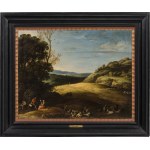 Attributed to Cornelisz van Poelenburg : Landscape with shepherds