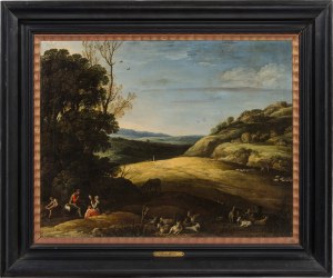 Attributed to Cornelisz van Poelenburg : Landscape with shepherds