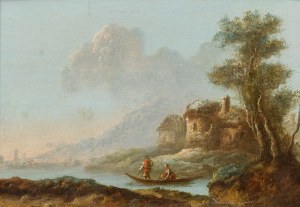 Artysta z XVIII wieku: Pejzaż rzeczny z łodzią