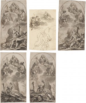 Austrian School: The Madonna appears to St Jerome (mixed lot of 5 sketches)