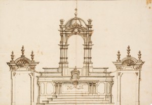 Umělec 18. století: Náčrtek návrhu oltáře