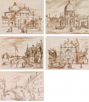Venezianische Schule: Ansichten von Venedig (5 Zeichnungen)