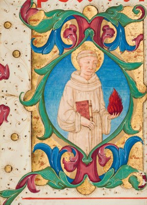 Italian Artist : Historiated initial with St. Anthony of Padua