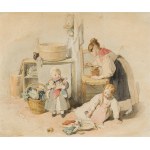 Peter Fendi: Mutter mit Kindern, Kaffee mahlend